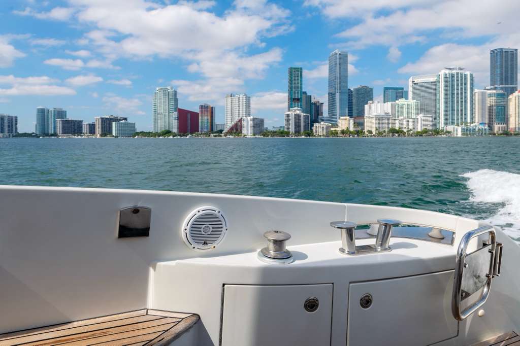 Miami skyline from the deck aboard Samba Soul
